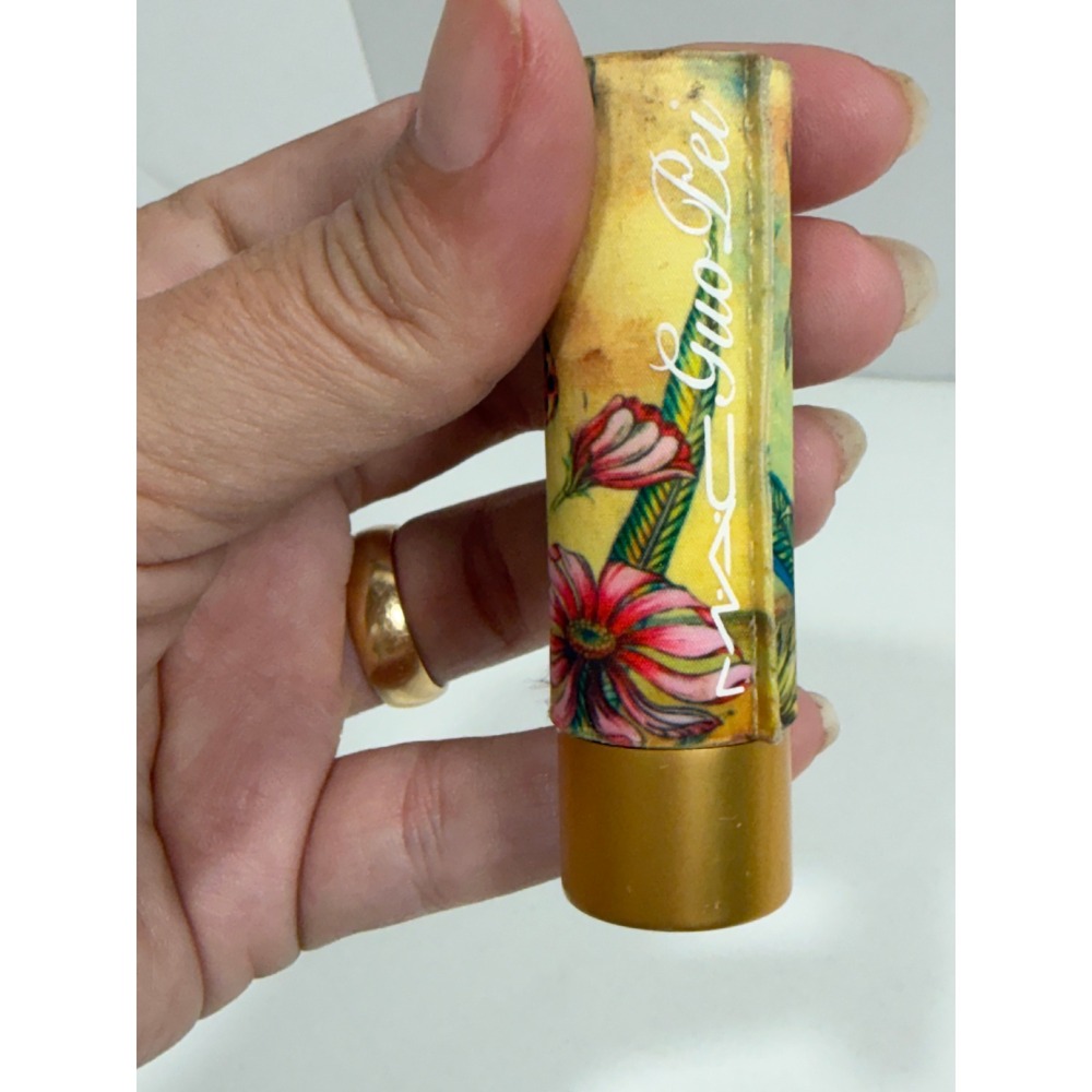 MAC Guo Pei Lustre Lipstick Zenith Nude Pink Limited Edition Floral Gold‎ Tube - Picture 2 of 7
